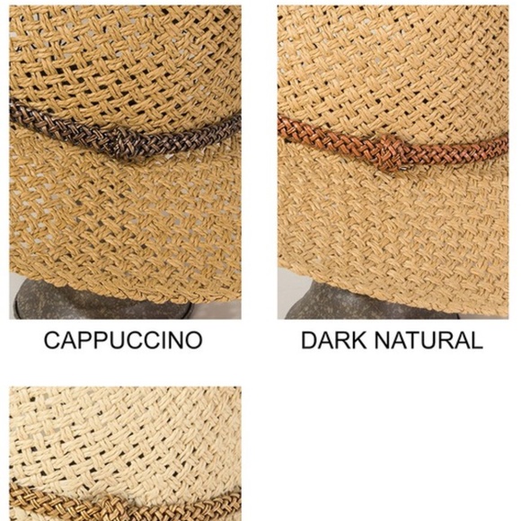 SOLD OUT Cappuccino Wider Brim Woven Braid Accent Panama Women's Summer Hat - Picture 4 of 4
